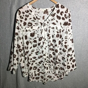 Womens Cato Blouse Speckles Animal Print Career Wear Office Work Feminine